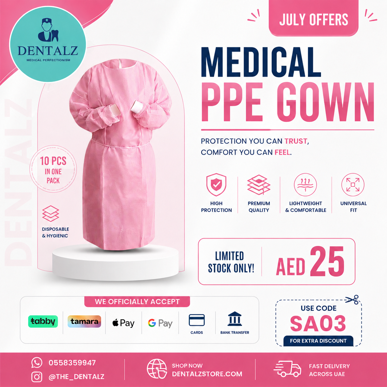 Colored ppe gown